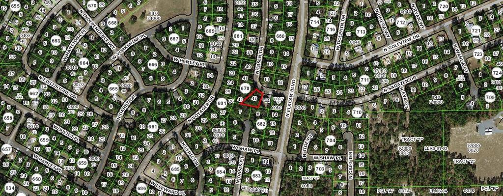 This is a map showing residential lots and streets in a suburban neighborhood — 7792 N IBSEN DRIVE, DUNNELLON, FL