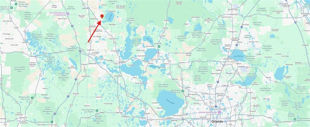 This is a map showing a location in central Florida, north of Orlando — 19 SE 146 LANE, SUMMERFIELD, FL