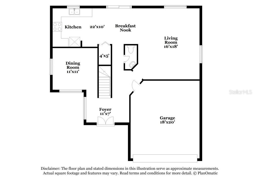 This is a floor plan of a home's main level featuring a garage and foyer — 13516 PRESTWICK DRIVE, RIVERVIEW, FL