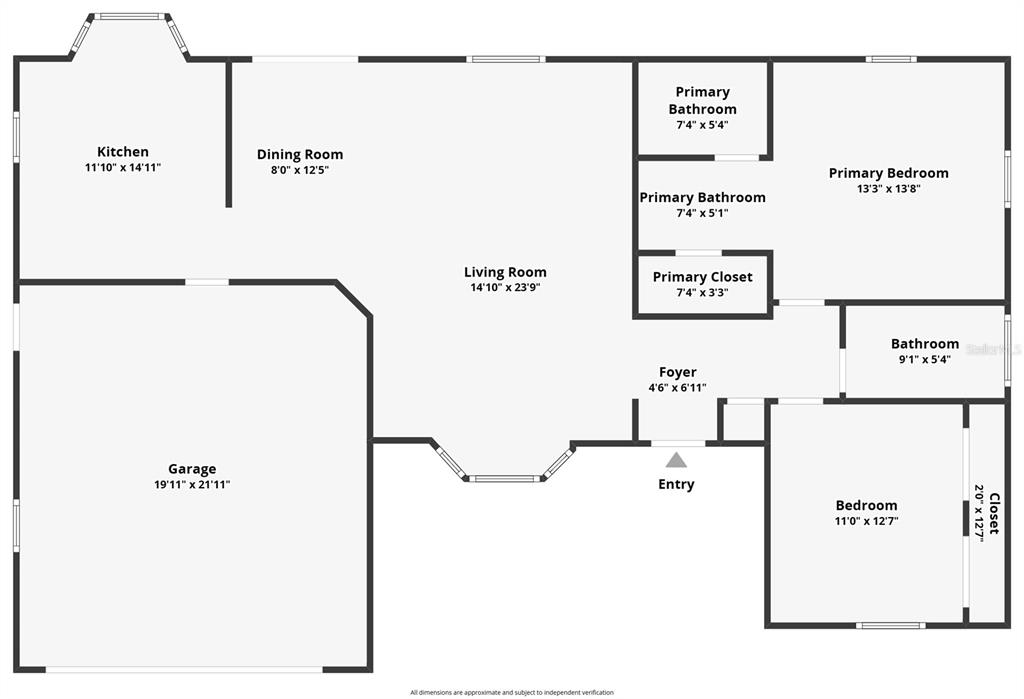 This is a floor plan showing the layout of a house with a garage — 209 MEADOW LAKE DRIVE, EDGEWATER, FL