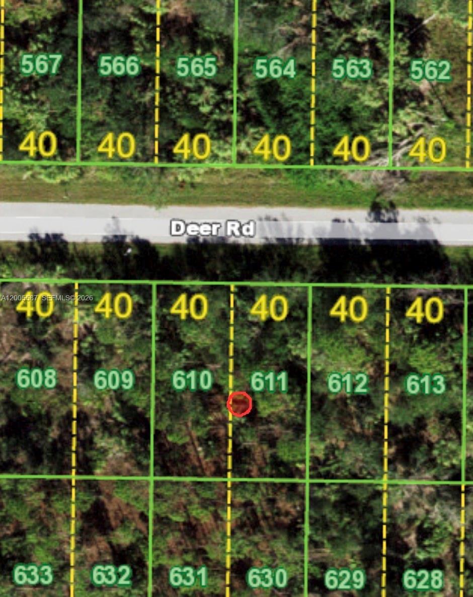 This is a map showing a grid of numbered land parcels along Deer Road — 26373 DEER, Punta Gorda FL 33950, PUNTA GORDA, FL