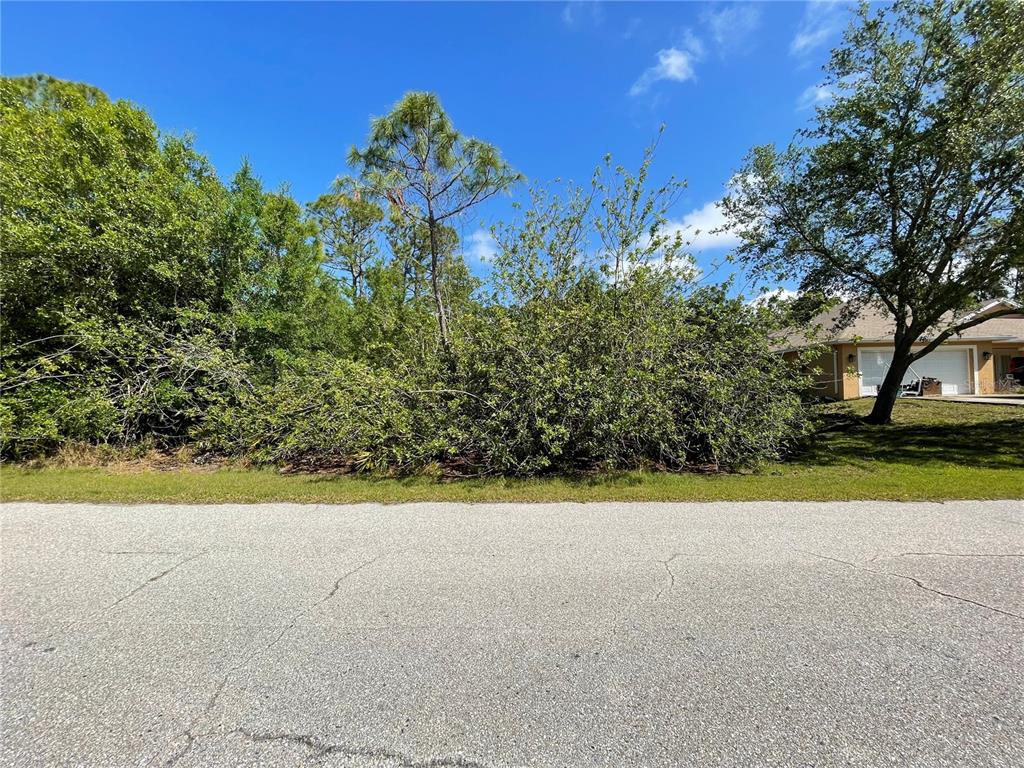 A vacant, wooded residential lot sits next to a house with a garage — 23430 RACINE AVE, PORT CHARLOTTE, FL