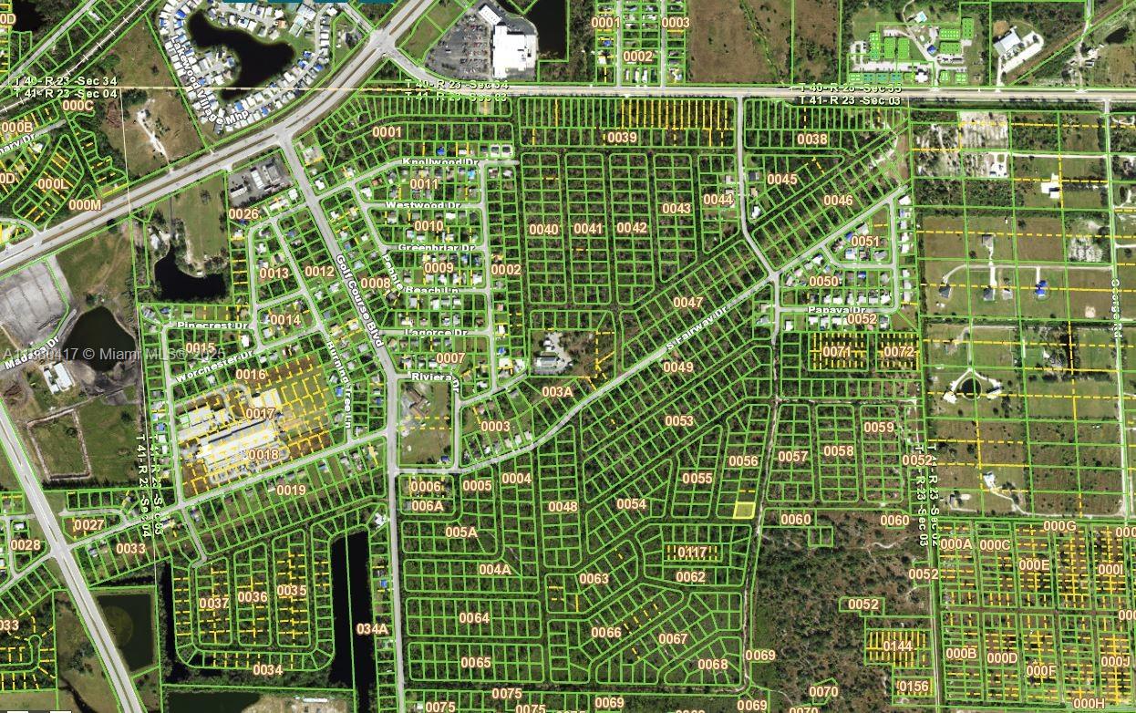 This is an aerial map showing residential street layouts and land parcels — 829 Sunset Boulevard, Punta Gorda FL 33982, PUNTA GORDA, FL