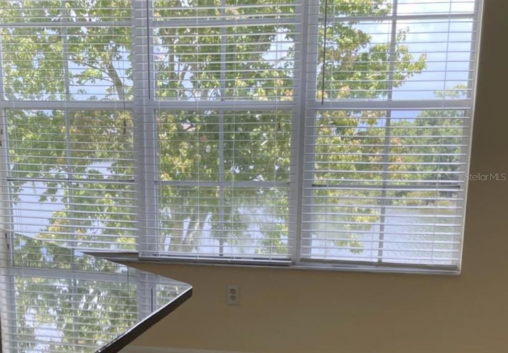 A room with large windows featuring white blinds and a view of a lake — 2401 LEXINGTON OAK DRIVE, BRANDON, FL