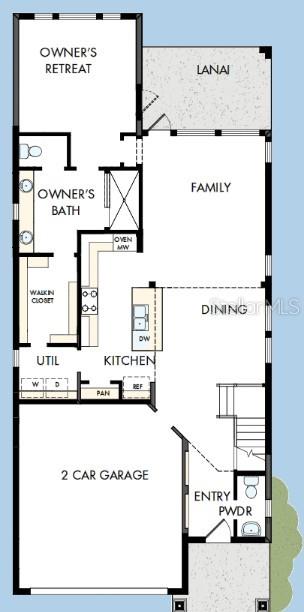 This is a floor plan of a single-story home featuring a two-car garage and lanai — 609 ALLORA AVENUE, NOKOMIS, FL