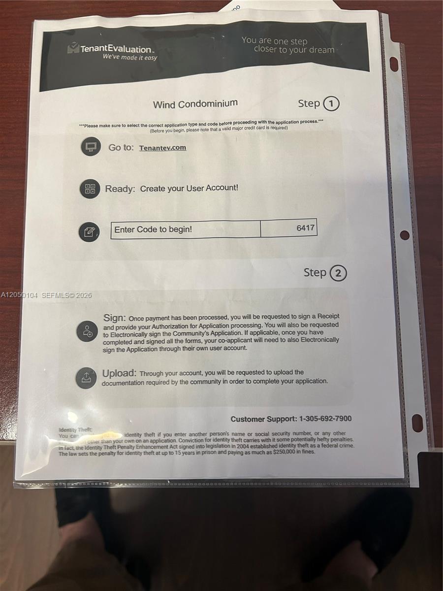 A document providing instructions for a condominium tenant application process — 350 S Miami Ave # 3201, Miami FL 33130, MIAMI, FL