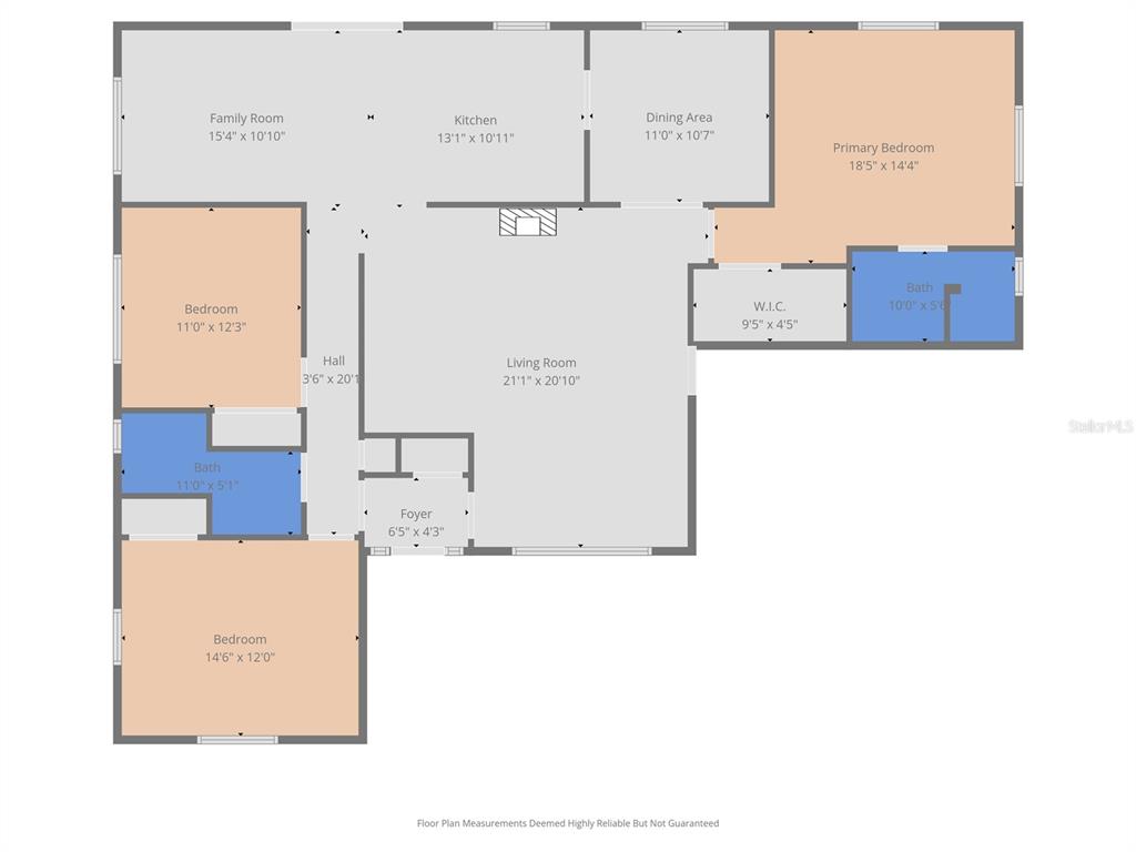 This is a floor plan showing the layout of a house with three bedrooms — 9276 N 79TH AVENUE, SEMINOLE, FL