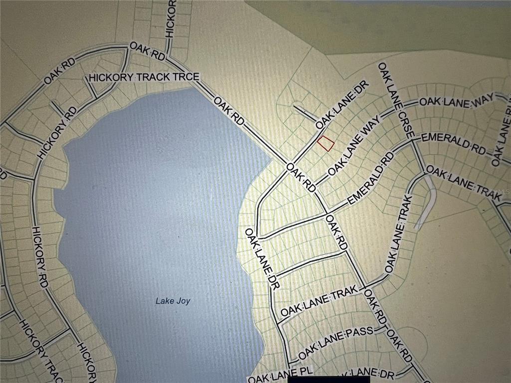 This is a map showing the street layout around Lake Joy — 293 OAK LANE DR., OCALA, FL