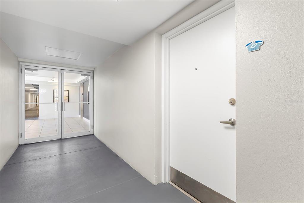 A white apartment door with a number sign sits next to a glass-paned entry door — 470 3RD STREET S UNIT 515, ST PETERSBURG, FL