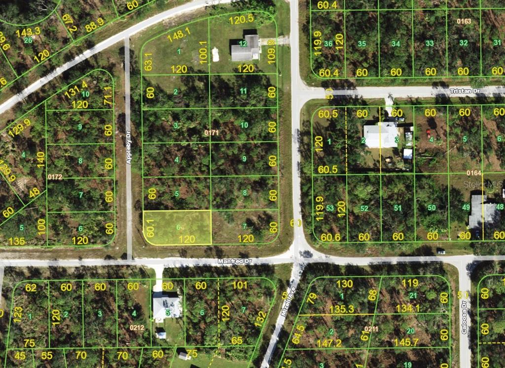This is a property map showing residential lots and street layouts — 13130 APPLEBY DRIVE, PUNTA GORDA, FL
