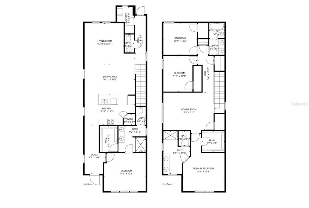 This floor plan shows the layout of a two-story home with multiple bedrooms and bathrooms — 10043 SEQUEL ALLEY, WINTER GARDEN, FL