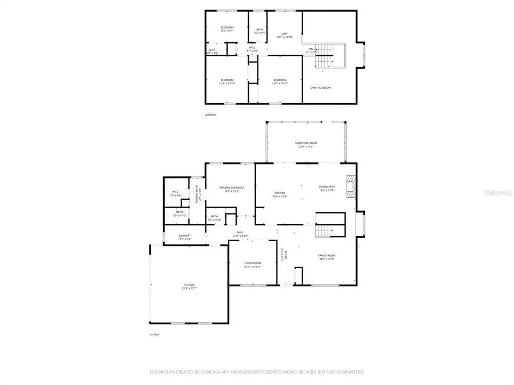 This is a two-story residential floor plan showing the layout of rooms and living spaces — 7303 MANATEE STREET, SARASOTA, FL