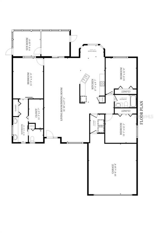 This is a floor plan showing the layout of a house with a garage — 1137 SW 156TH STREET, OCALA, FL