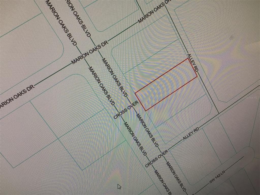 This is a map showing a property lot outlined in red near Marion Oaks Boulevard — 0 MARION OAKS BOULEVARD, OCALA, FL
