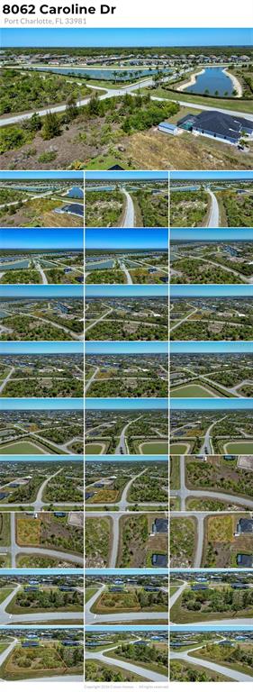 This is a composite aerial view of a vacant residential lot in a suburban neighborhood — 8062 CAROLINE DRIVE, PORT CHARLOTTE, FL
