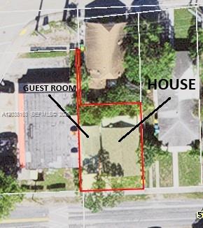 This aerial map shows a property lot with a house and a detached guest room — 214 SW 2nd Ter, Dania Beach FL 33004, DANIA BEACH, FL