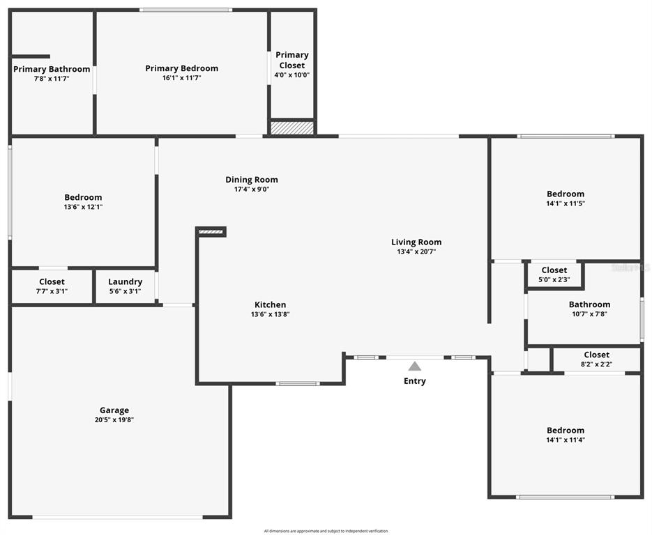 This is a floor plan of a single-story house featuring four bedrooms, two bathrooms, and a garage — 170 98TH AVENUE N, ST PETERSBURG, FL