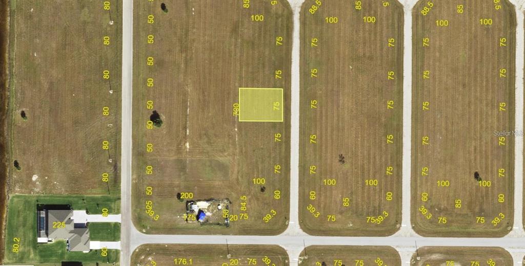 This is an aerial map showing a highlighted rectangular plot of land in a subdivision — 7 EGRET COURT, PLACIDA, FL