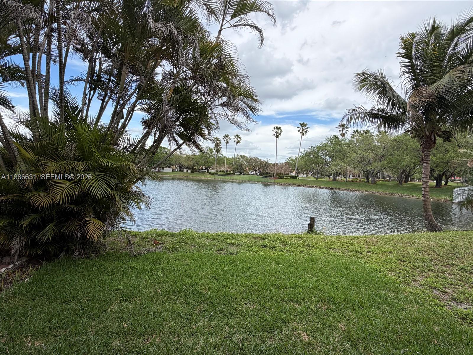 A grassy lawn overlooks a calm lake surrounded by palm trees and other greenery — 12619 NW 11th Pl, Sunrise FL 33323, SUNRISE, FL