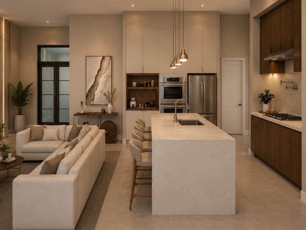 This is a rendering of an open-concept kitchen and living area with modern neutral finishes — 15348 RED HEAD AVENUE, PORT CHARLOTTE, FL