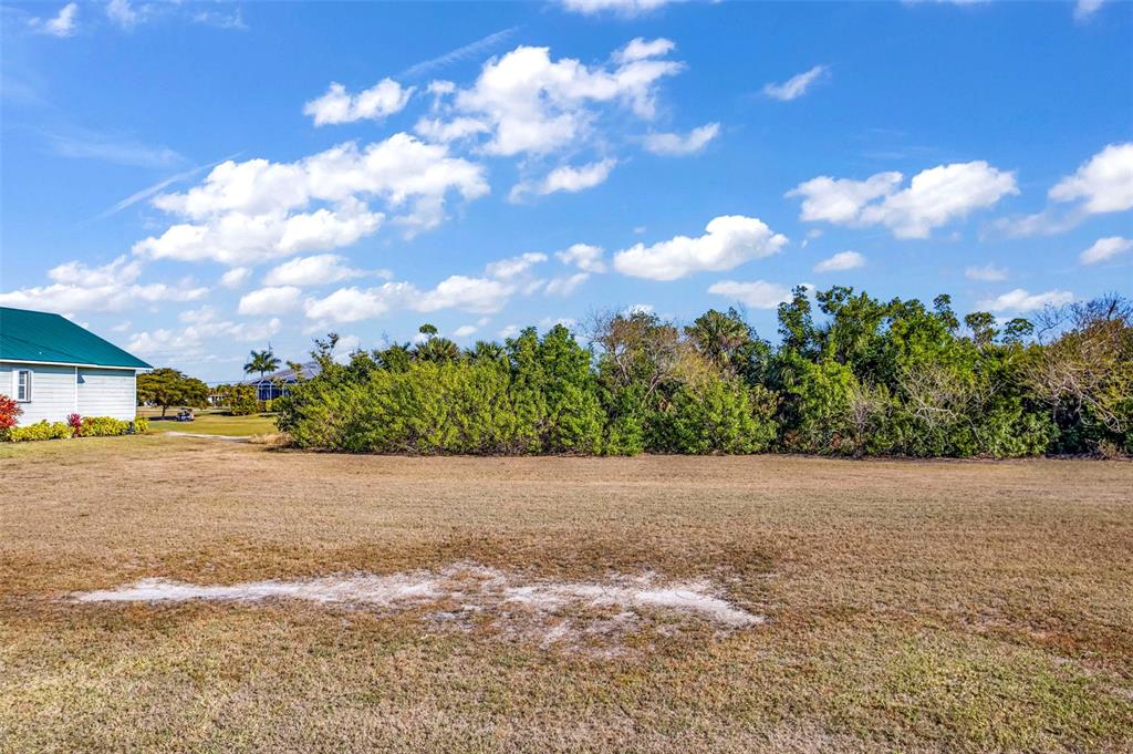 A grassy lot features a patch of white sand and a dense line of trees — 2316 PADRE ISLAND DRIVE, PUNTA GORDA, FL