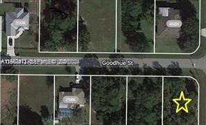 This aerial map shows a residential street with several lots and houses — 29387 Goodhue, Punta Gorda FL 33982, PUNTA GORDA, FL