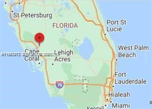 This is a map of Florida showing a red pin located near Cape Coral — 29387 Goodhue, Punta Gorda FL 33982, PUNTA GORDA, FL