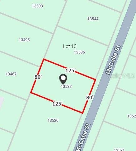This is a map showing the rectangular property boundaries and dimensions of a vacant lot — 13528 IRWIN DRIVE, PORT CHARLOTTE, FL