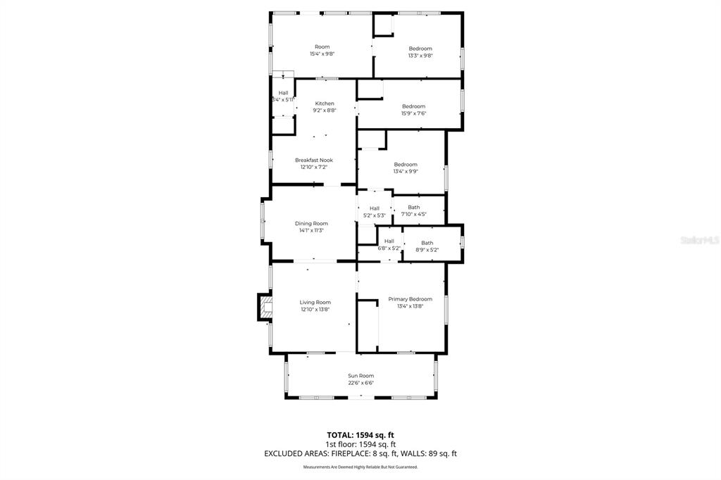 This is a floor plan showing the layout of a house with multiple rooms — 1414 JOHNS AVENUE, HAINES CITY, FL