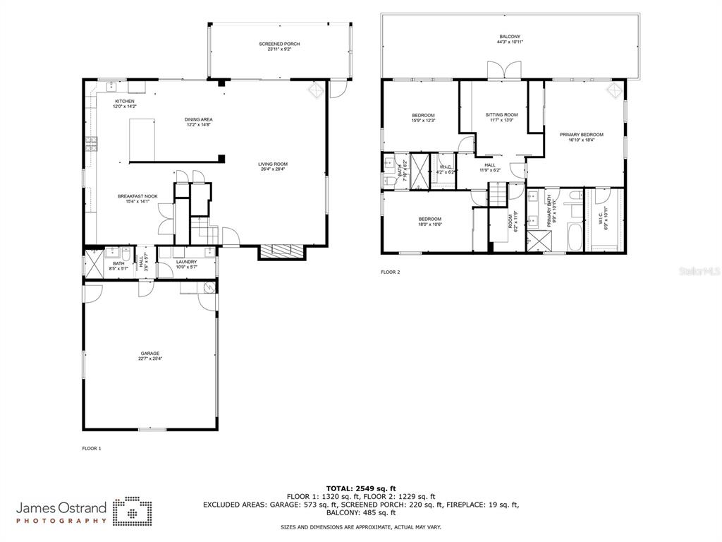 This is a two-story floor plan showing the layout of a house with a garage — 3319 BAYSHORE BOULEVARD NE, ST PETERSBURG, FL