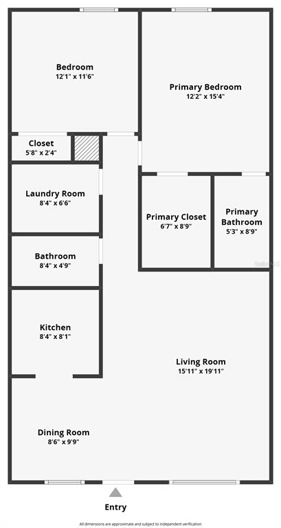 This is a floor plan showing a two-bedroom, two-bathroom apartment layout with an open living area — 12760 INDIAN ROCKS ROAD UNIT 516, LARGO, FL
