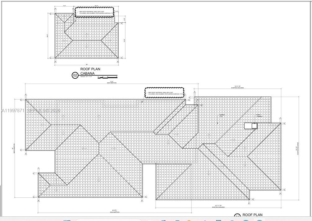 This is a roof plan drawing for a main building and a separate cabana structure — 5934 NE 4th ct, Miami FL 33137, MIAMI, FL