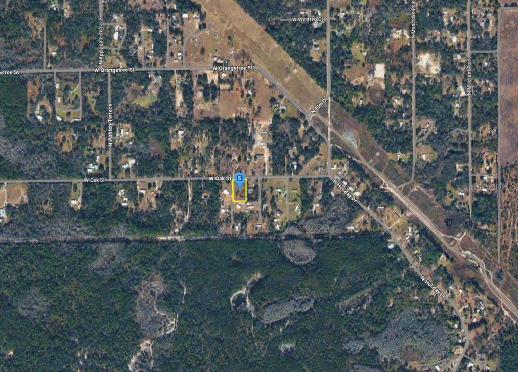 An aerial map view shows a highlighted residential lot located along W Oak St — 8326 W OAK STREET, CRYSTAL RIVER, FL