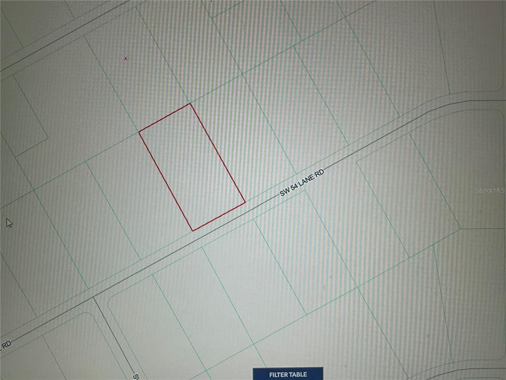 This is a map showing a rectangular property parcel outlined in red along a road — 00 SW 54 LANE ROAD, DUNNELLON, FL