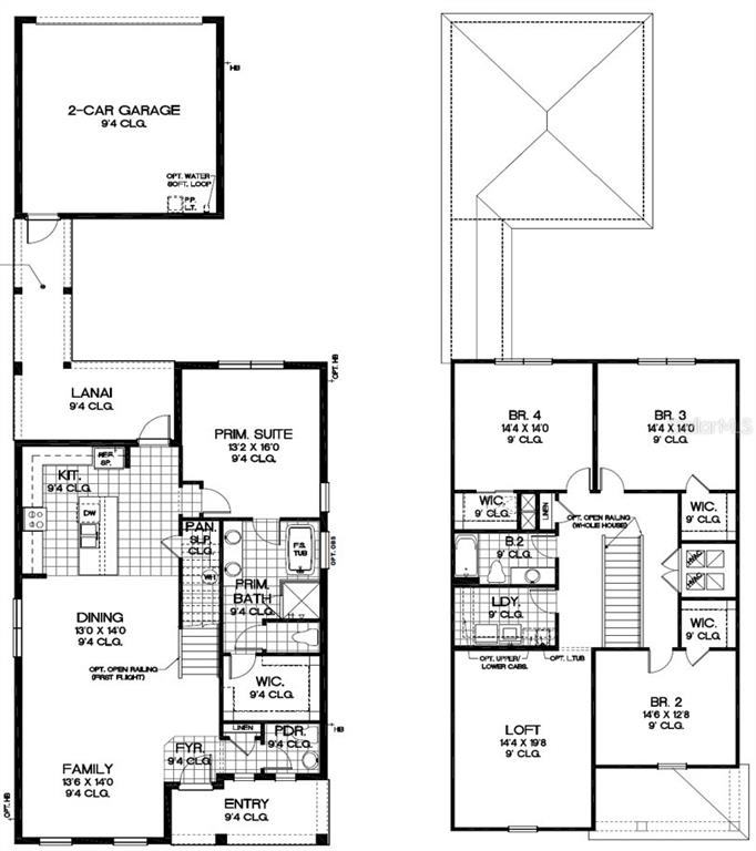This floor plan shows a two-story home with a garage, lanai, and multiple bedrooms — 5978 FLOWERING CHERRY BEND, WINTER GARDEN, FL
