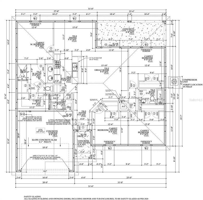 This is a floor plan for a single-story residential home with a garage and lanai — 1405 SARASOTA COURT, POINCIANA, FL