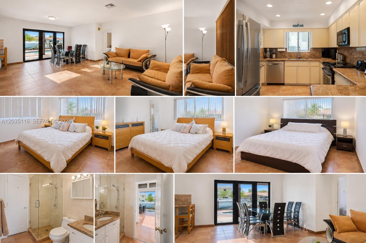 This collage shows a home interior featuring a living area, kitchen, bedrooms, and bathroom — 2447 SE 15th St, Pompano Beach FL 33062, POMPANO BEACH, FL