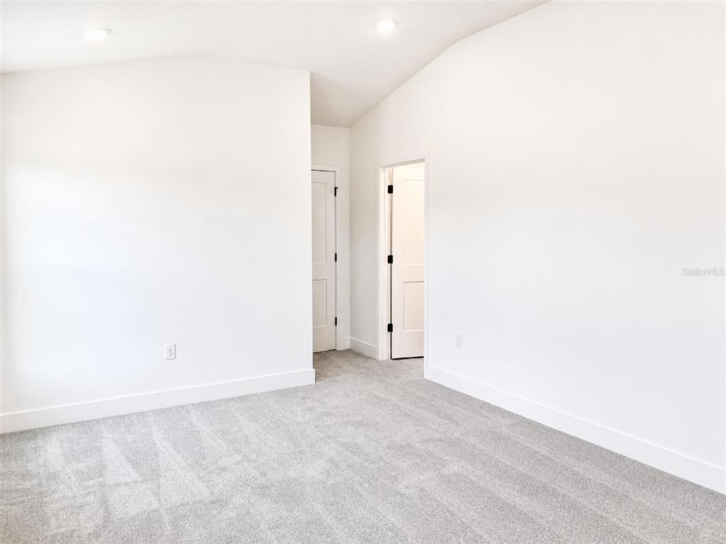 An empty room with white walls, gray carpet, and two interior doors — 250 VERNY GROVE LANE, LEESBURG, FL