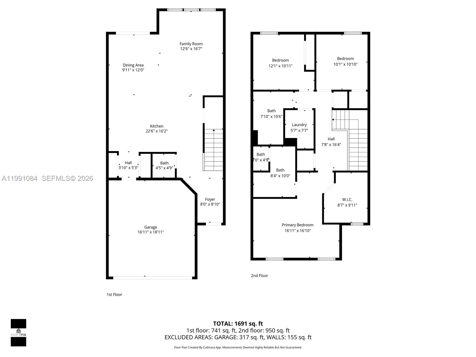This floor plan shows a two-story residential layout with a garage and multiple bedrooms — 4814 Jumping Way, Lake Worth FL 33467, LAKE WORTH, FL