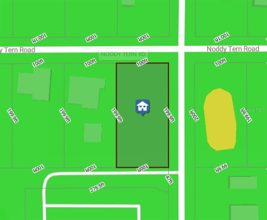 This is a map showing a rectangular residential lot with dimensions of 100 feet by 199.9 feet — 10044 NODDY TERN ROAD, WEEKI WACHEE, FL
