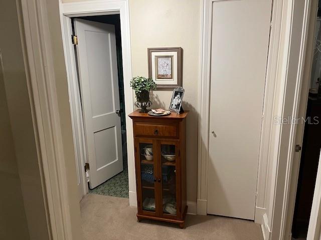A hallway features a wooden cabinet between two white doors and a framed picture — 1628 NW 6TH AVENUE, GAINESVILLE, FL