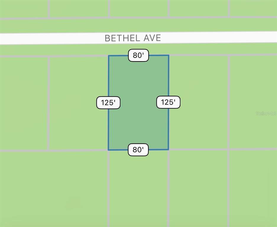 This is a map showing the rectangular dimensions of a vacant lot — 14233 BETHEL AVENUE, PORT CHARLOTTE, FL
