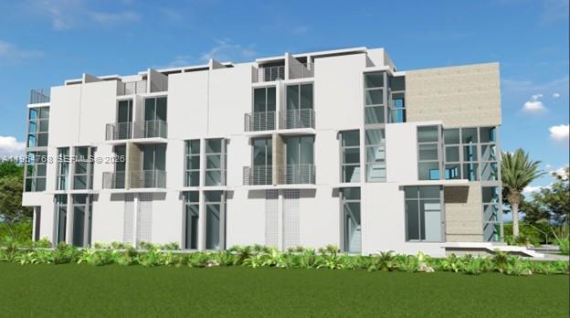 This is a digital rendering of a modern, multi-story residential building with balconies and glass windows — 2130 Verdun Dr, Miami Beach FL 33141, MIAMI BEACH, FL