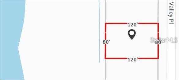 This is a map showing the rectangular dimensions of a property lot — 30 PINE VALLEY PLACE, ROTONDA WEST, FL