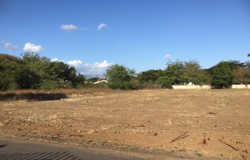 A vacant, flat dirt lot is bordered by trees and a white wall under blue skies — Sector Godreau ( #35) PENNSYLVANIA, SALINAS, PR