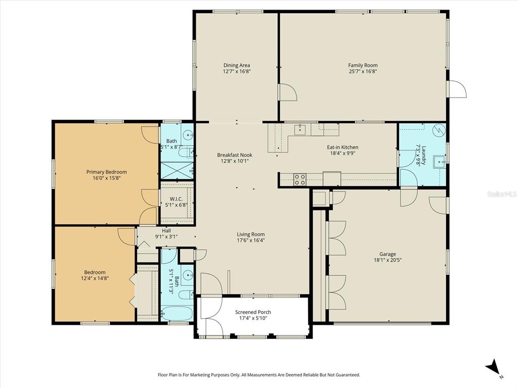 This is a floor plan showing the layout of a house with a garage and porch — 42 TRUMAN BOULEVARD, BEVERLY HILLS, FL