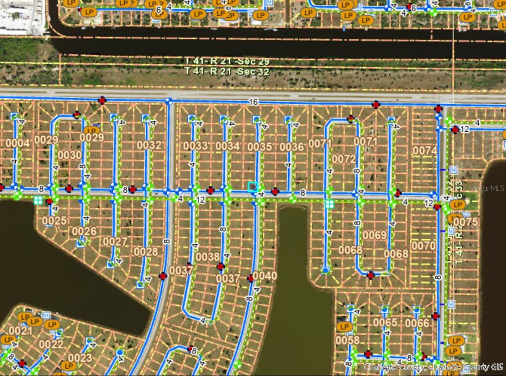 This is a map showing utility lines and property parcel numbers in a residential area — 1 OAK COURT, PLACIDA, FL