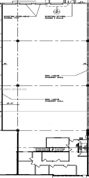 This is a floor plan showing a large open space with new masonry walls — SWEETWATER, FL