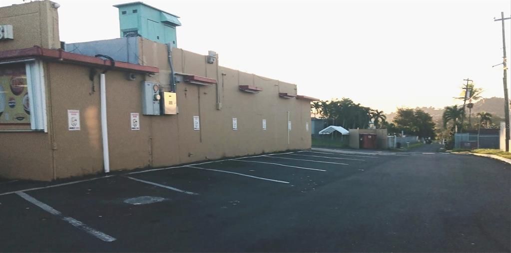 The exterior side of a tan commercial building features a parking lot with painted spaces — PR-167 KM 16.1 BUENA VISTA WARD - FALCON SECTOR, BAYAMON, PR