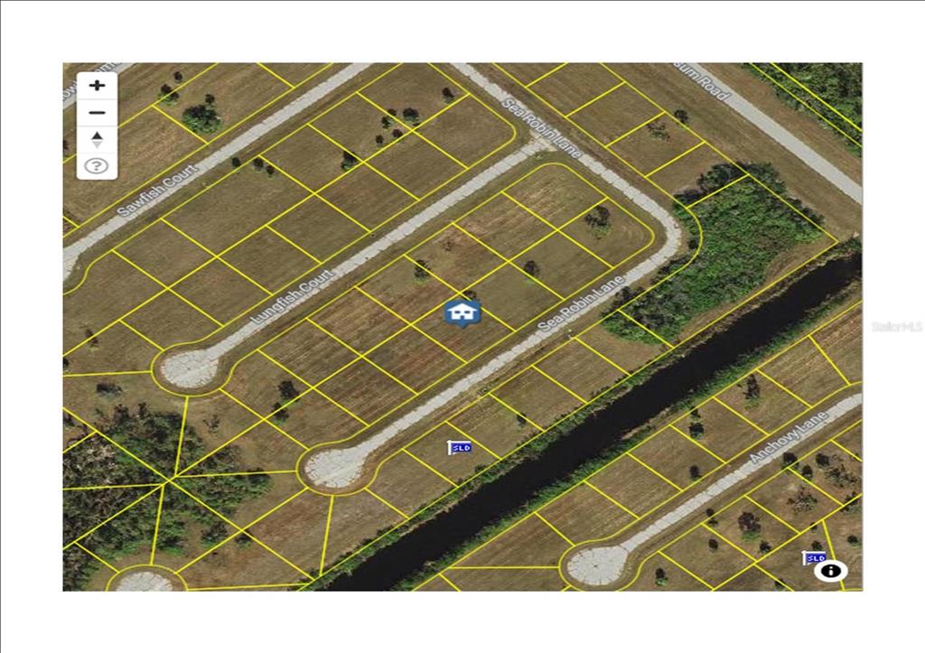 This is an aerial map showing residential lots and streets in a suburban neighborhood — 12163 SEA ROBIN LANE, PLACIDA, FL